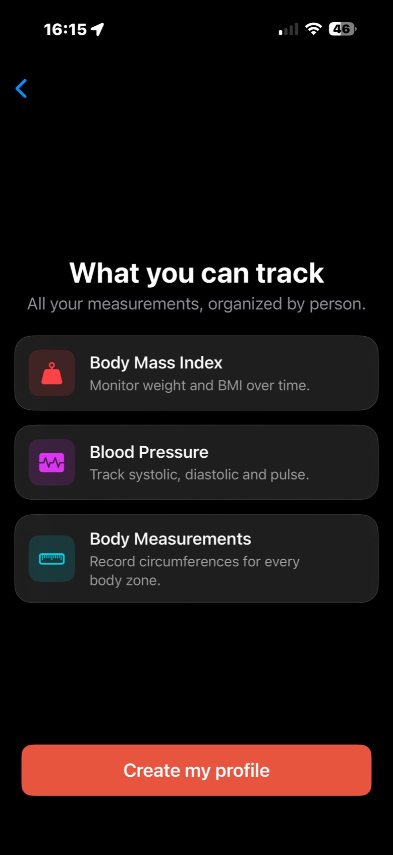 What you can track screen